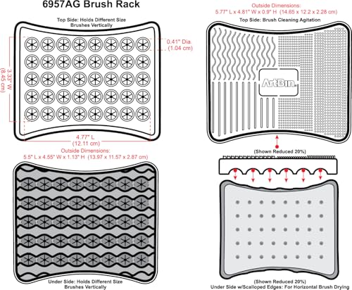 Image of ArtBin Black Brush Drying Rack & Organizer Set | Paint & Craft Brush Holder with Cleansing Mat & Mixing Tray | Durable Stain Resistant Design | Artist Brush Stand | 2 Piece Kit