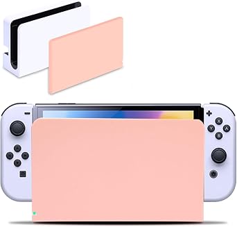 Custom Faceplate Cover for Nintendo Switch OLED Charging Dock, Anti-Scratch Switch OLED Dock Cover Clear Hard PC Replacement Shell for Switch OLED Charging Dock, Pink