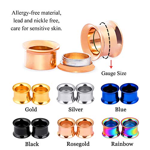 Longbeauty 6 Pair Stainless Steel Screwe Flesh Tunnel Expander Eer Plug Gauge Earlets 6 Colors 12Mm #TOP5
