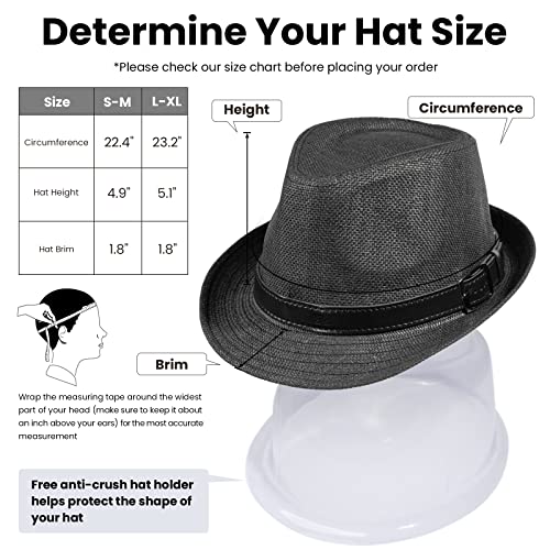 Simplicity Straw Fedora Hats For Men/Women Black And 2 In 1 Sun Hats For Women White #TOP3