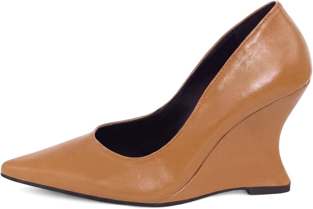 Sapato Anabela Scarpin Bico Fino Salto Cunha Classic Social 9 cm