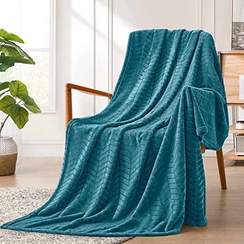 Excervent Soft Flannel Fleece Throw Blanket (50X70 Inches Blue-Green) Lightweight Fall Teal Blankets Chevron Pattern For Sofa, Couch, Bed - Fluffy Warm Cozy Decorative #TOP1