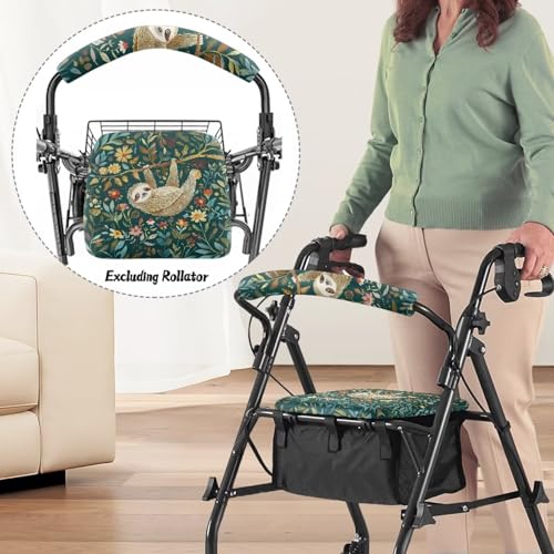 Image of Sloth Accessories for Rollator Walkers Pattern Universal Rollator Walker Seat and Backrest Covers Adjustable Walkers Seat Covers for Seniors Women Men