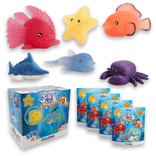 Sbabam FUNNY BOX Tropical Friends Jelly Planet, Giochi per Bambini da Edicola, Animali Giocattolo per Bambini Morbidi Profumati, Trova i Cambia Colore - Animali per Bambini, Regalo Bambino 4 Pz