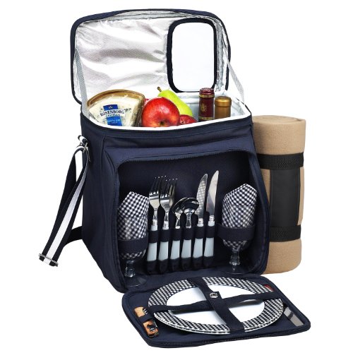 Picnic at Ascot Insulated Picnic Basket/Cooler Fully Equipped for 2 with Blanket
