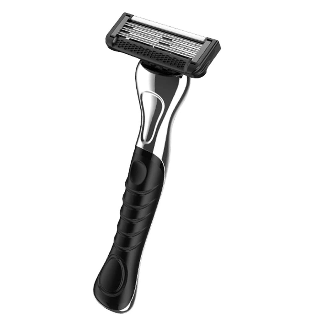Shaving Razor Gift Pack-Razor With 2 Ridges -New 6 Blade Design-More Spacing In Swedish Stainless Steel Blades -