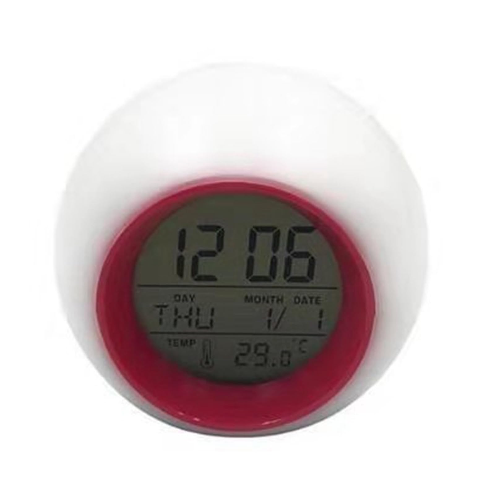 Tsophreniq Kids Adults Quiet Round Digital Alarm Clock 7 Changing Color Nightlight Battery Operated Snoozes Function Bedroom Decors LED Alarm Clock