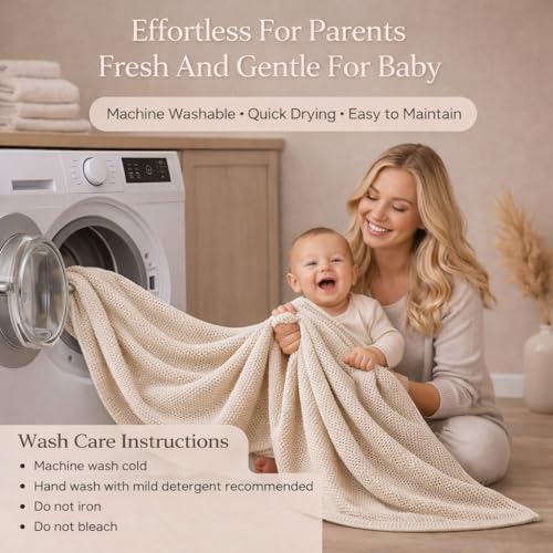 Image of Infantso Multi-Purpose Baby Wrap /Blanket | Skin Friendly Cotton Knitted Baby Blanket for Newborn | Soft Breathable Newborn Blanket for Baby | Lightweight Swaddle, Stroller Cover, Crib & AC Blanket