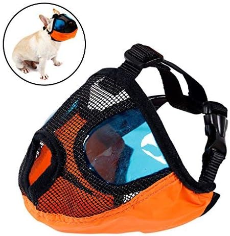 Dog Muzzles for Biting Barking,Adjustable Short Snout Dog Anti Bite Puppy Mesh Muzzle With Eyeglasses Masks For Pitbulls,Pekingese,Tibetan spaniels,Boston Terrier,American English Bulldogs (Small)