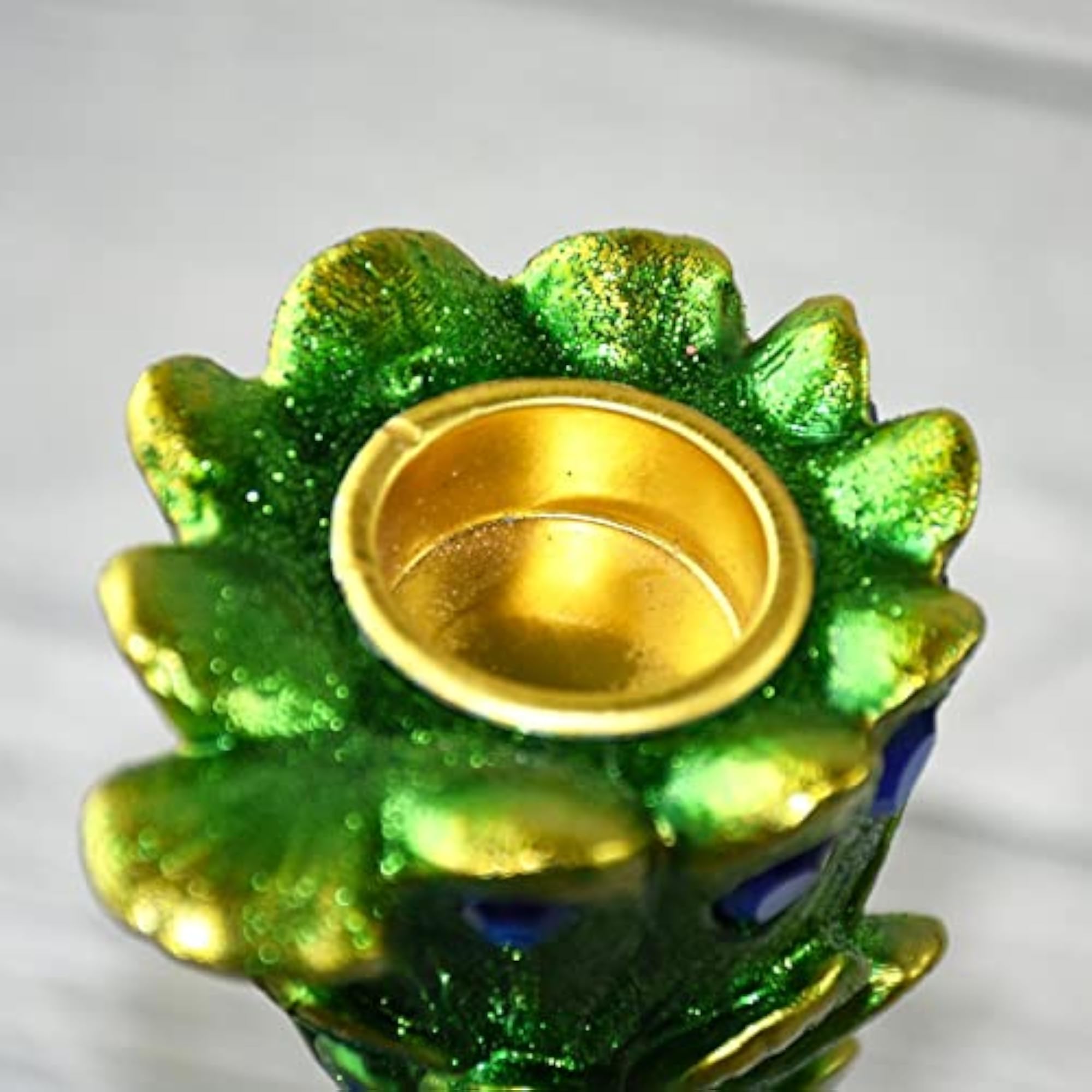 Peacock Candle Holder Sculpture for Table Centerpiece