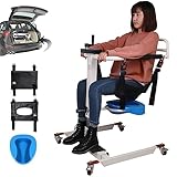 CUIOT Patient Lift Wheelchair for Home, Transfer Chair Lift Wheelchair Bathroom Shower Wheelchair with Wheels, Adjustable Seat Height, Portable Car Lift with Commode Seat Cushion, for Elderly Senior L