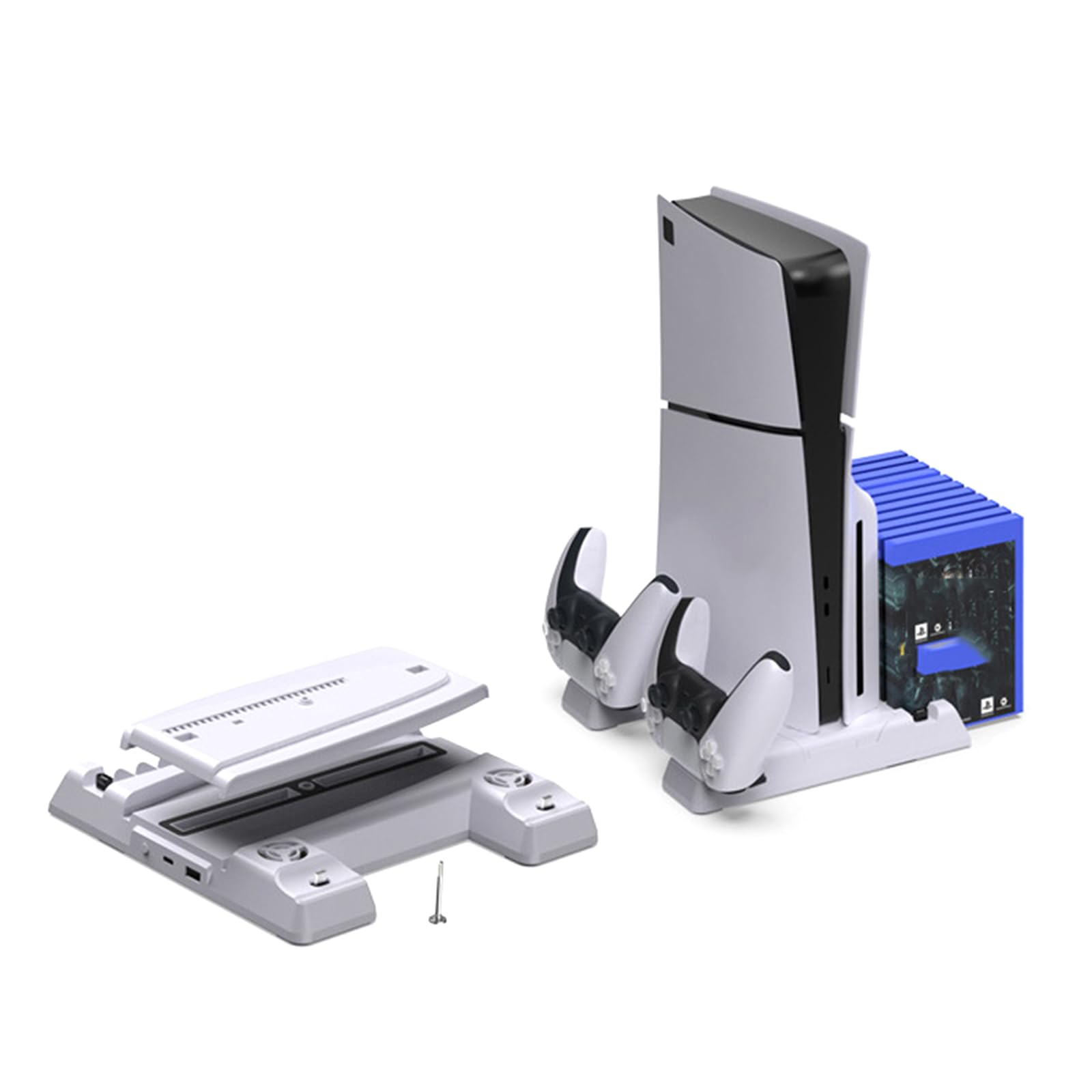 Cooling Station with Controller Charging Station for PS5 for PS5 Slim Disc Digital Console Stand Cooler for 5
