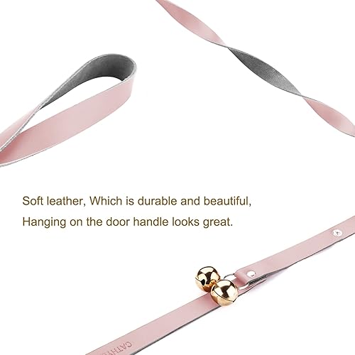 Miniatura 3 de CATHYLIFE Campanas de Cuero para Perros para Pomo de PuertaEntrenamiento de OrinalSalir al Aire Libre, Campana de Cobre Ajustable en Longitud,