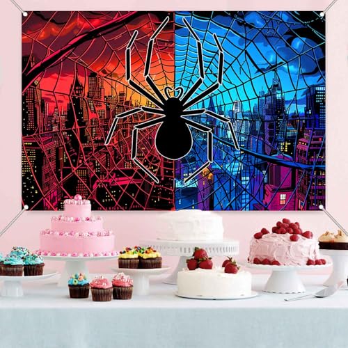 Fondo psicodélico oscuro araña 6x4FT para fiestas miniatura 5
