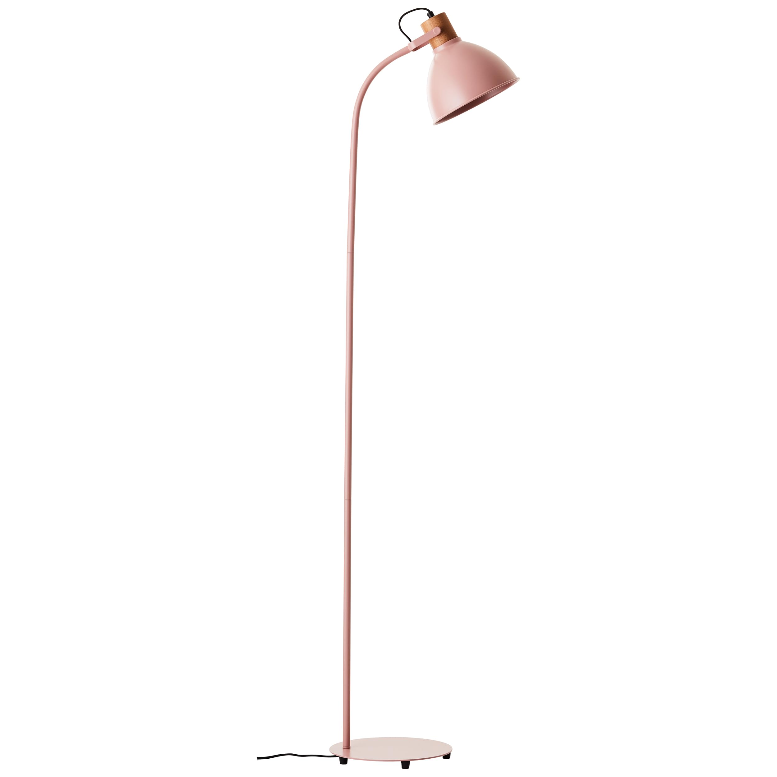 Brilliant Erena - Lámpara de pie (1,5 m, interruptor de pie de metal/madera, 1 x A60, E27, 40 W, adecuada para lámpara normal (no incluida)
