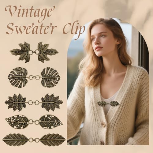 Image of CLINTT Exquisite Retro Sweater Twirl Clips, Cape Cloak Fasteners for Dresses, Stylish Cardigan Clips