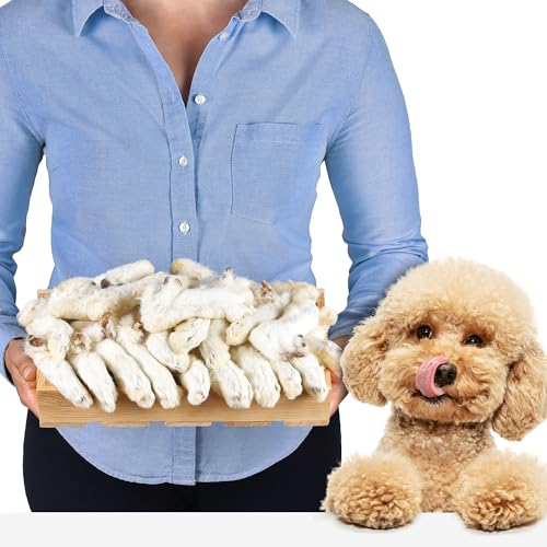 Lovely Dog | Getrocknete Kaninchenpfoten mit Fell für Hunde 1kg (ca. 3540 Stück) | Natürlich & luftgetrocknet | getreidefrei hypoallergen | ideal zur Zahnpflege & Darmreinigung