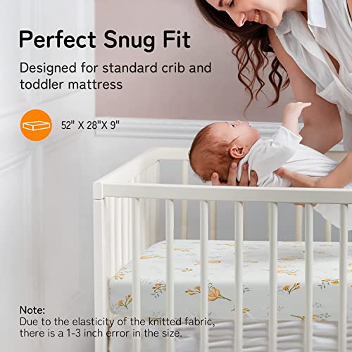 Stretchy Jersey Cotton Cirb Sheets Set 2 Pack, Fitted For Besrey Bassinet For Standard Cribs 28"X 52", Breathable And Heavenly Soft Sheets For Bassinet Mattress, Green Plant Baby Sheet For Boys Girls #TOP4