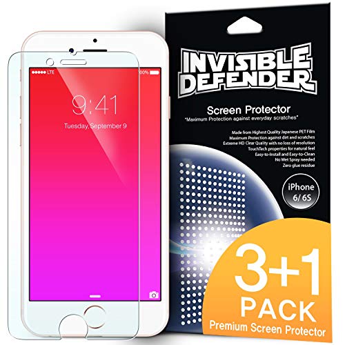 Ringke Screen Protector Compatible with iPhone 6S Invisible Defender (4 Pack) Clear Quality Case Compatible Perfect Touch Precision High Definition Clear Film for iPhone 6
