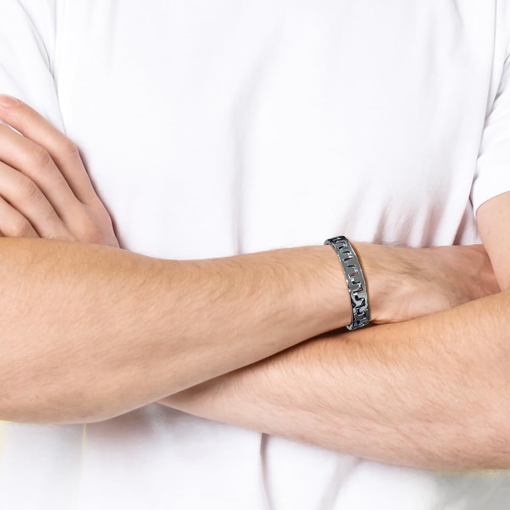 Silver Plated Cuban Chain Link Cuff Bracelet for Men and Women | Adjustable Cuff Bangle | Lightweight Everyday Jewelry
