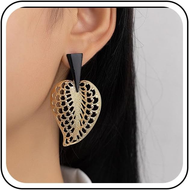 Andelaisi Boho Large Leaf Earrings Vintage Monstera Leaf Drop Earrings Exaggerated Leaf Statement Earrings Gold Wire Leaf Dangle Earrings Jewelry for Women