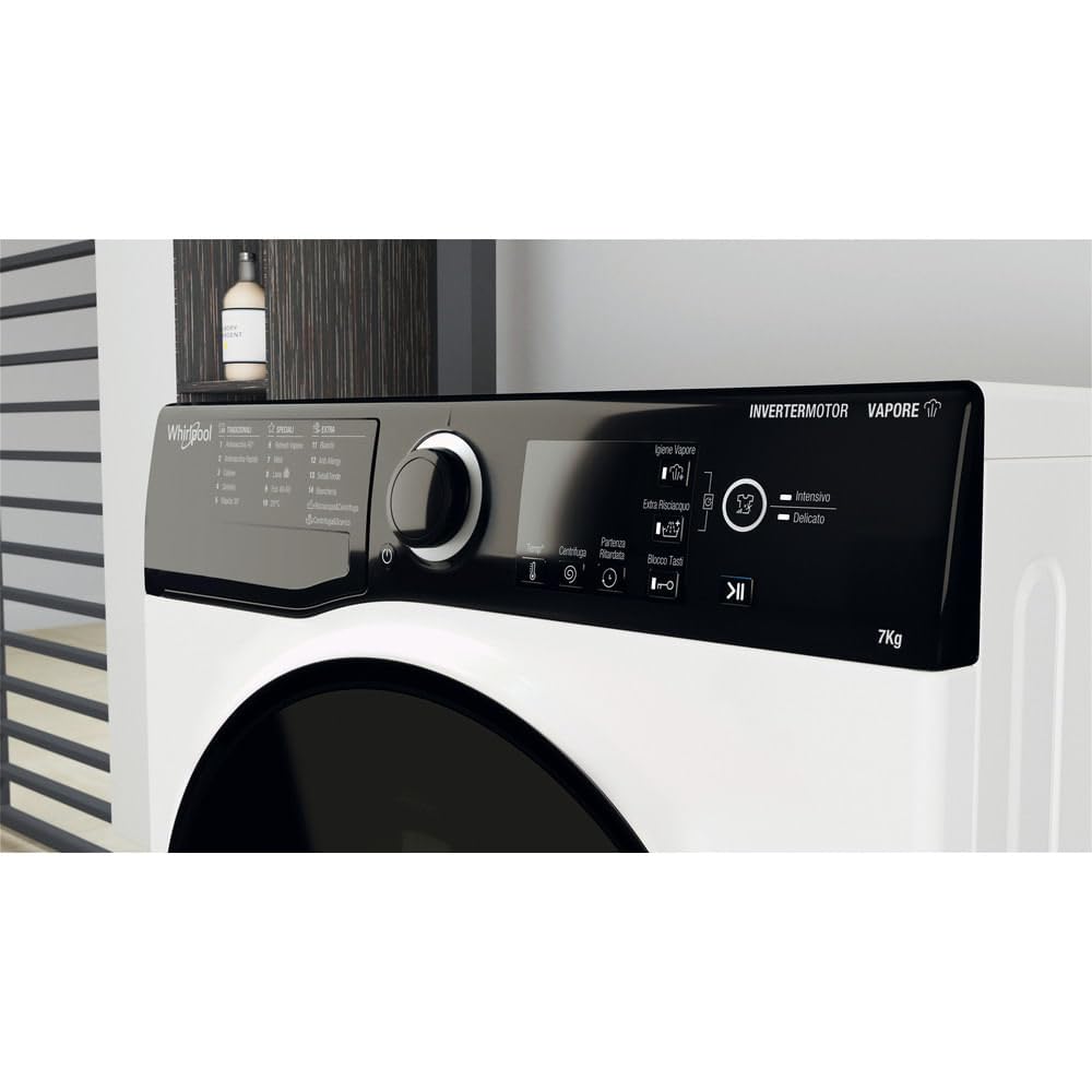 WHIRLPOOL WSB 725 D IT - Lavatrice Slim 7 kg con Carica Frontale, 16 Programmi, Centrifuga 1200 Giri, Regolazione Automatica Temperatura, Classe B - Elettrodomestici per la Casa, 59,5Lx85Hx43,5P
