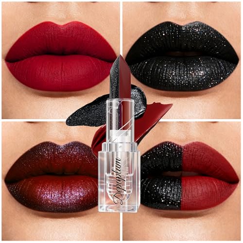 Image of Depuplum Black Lipstick Glitter Red Lipstick Ombre Lips Dual Tone