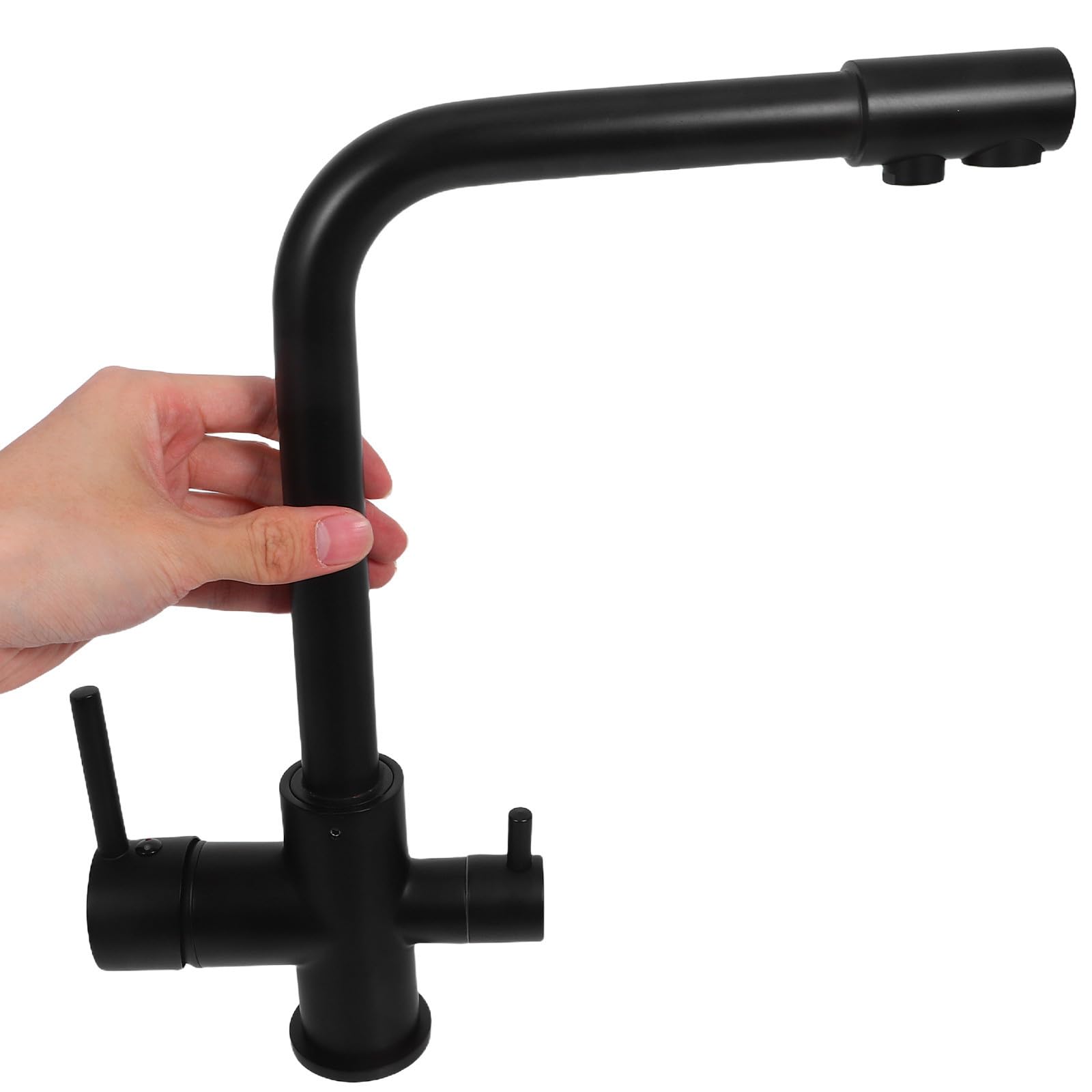 Grifo de Cocina de Dos Manijas Negro de Cobre para Fregadero