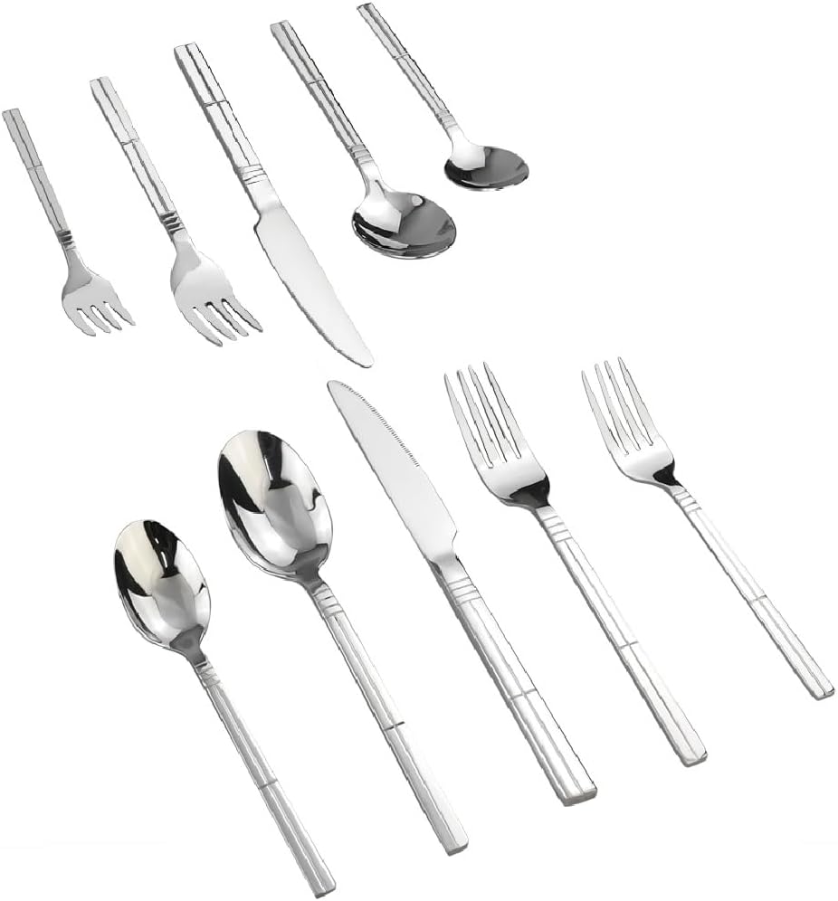 saedy 60 piece stainless steel silverware set, dinner table flatware service for 12