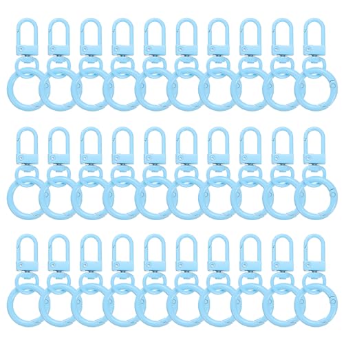 QUARKZMAN 30 mosquetones de langosta, llaveros, pinzas giratorias, aleación de zinc, llaveros coloridos, clips de clip, ganchos para manualidades, fabricación de joyas, azul claro