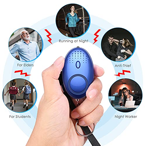 Amir Safety Keychain Set For Women And Kids, 10 Pcs Safety Keychain Accessories, Self Defense Keychain Set For Girls With Safe Sound Personal Alarm, No Touch Door Opener, Whistle And Pom, Blue #TOP2