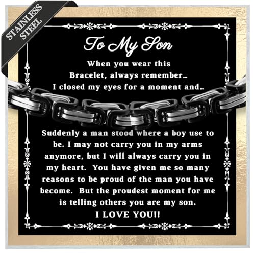 To My Son Bracelet From Mom, Dad, Forever Linked Bracelet, Graduation Gift For Son, Adult Men Gift Ideas for Wedding, Birthday, Christmas, Father's Day