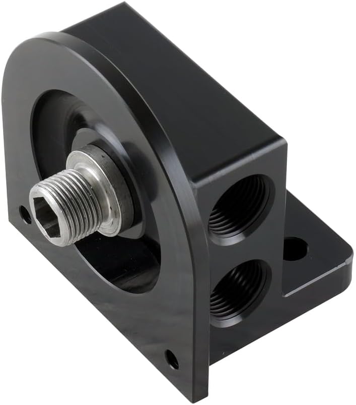 BILLET REMOTE OIL FILTER ADAPTER FOR GM LS STYLE ENGINES | CHASSIS MOUNT | METRIC FILTER | BLACK