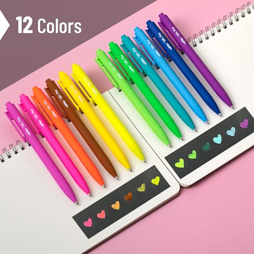 Image of Mr. Pen- Retractable Gel Pens, 12 Pack, Bright Color Ink, Fine Point 0.7mm | Fast Dry, Smooth Writing, Cute Pens for Drawing, Writing Planner and School Supplies