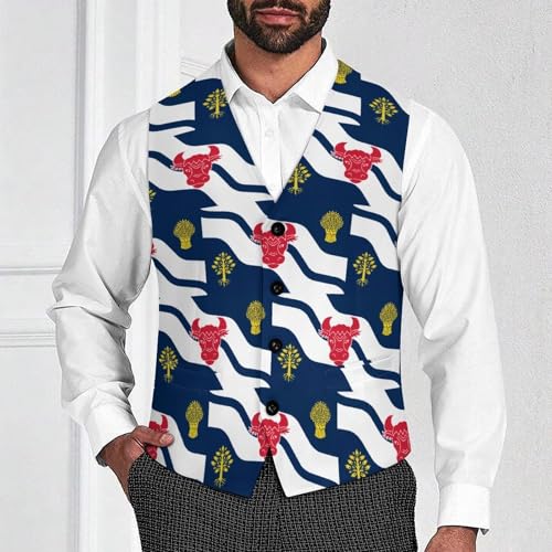 Flag of Oxfordshire Suit Vest for Men Waistcoat Dressy V Neck Button Down Sleeveless Business Jacket Coat4