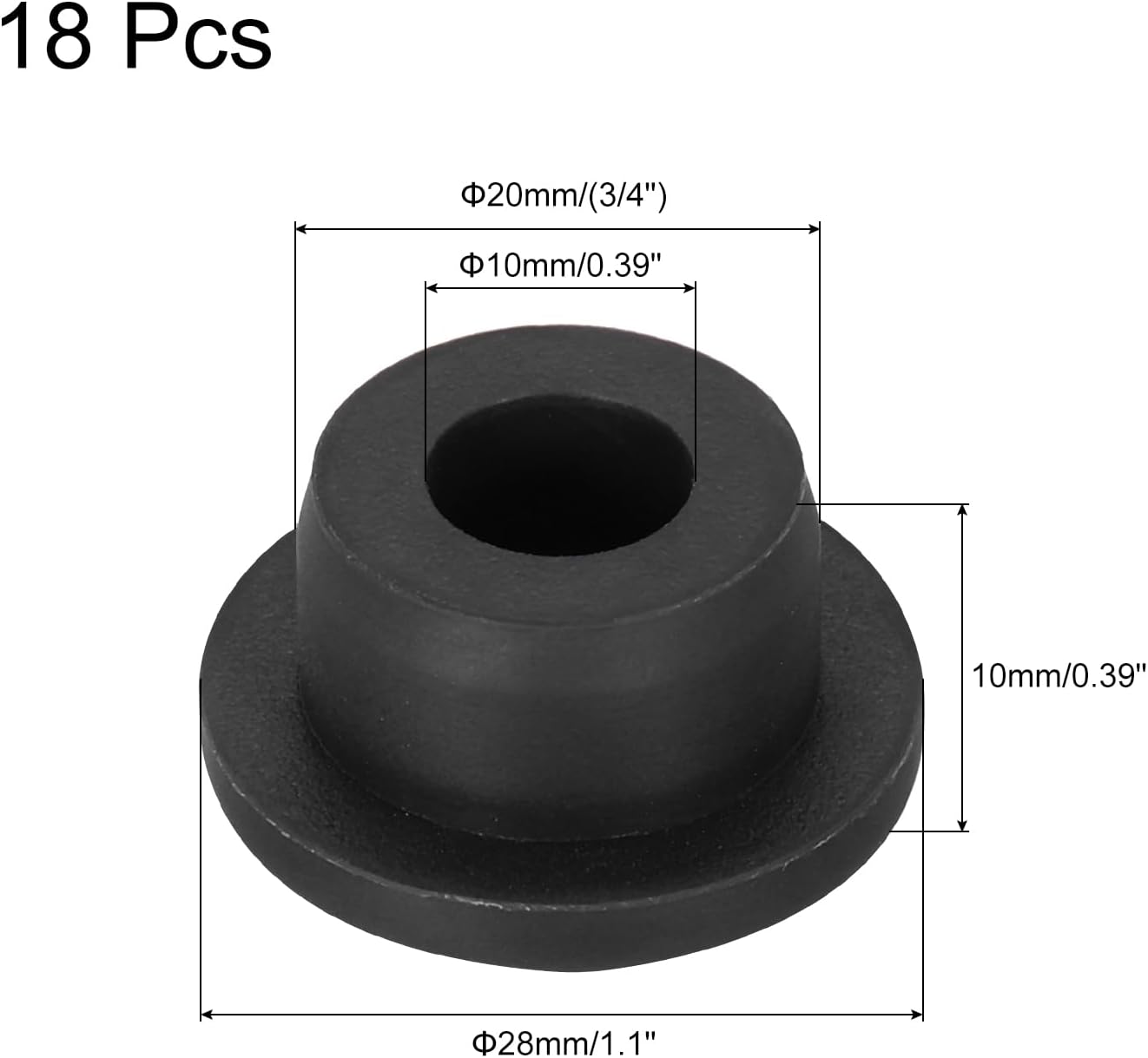 MECCANIXITY 18pcs T-Shaped Silicone Plugs 20mm 3/4 Inch Dia Snap in Plug Hole Seal Cover Round Rubber Stopper for Kitchen Rubber Bulkheads Waterproof Sealing Plugs Black