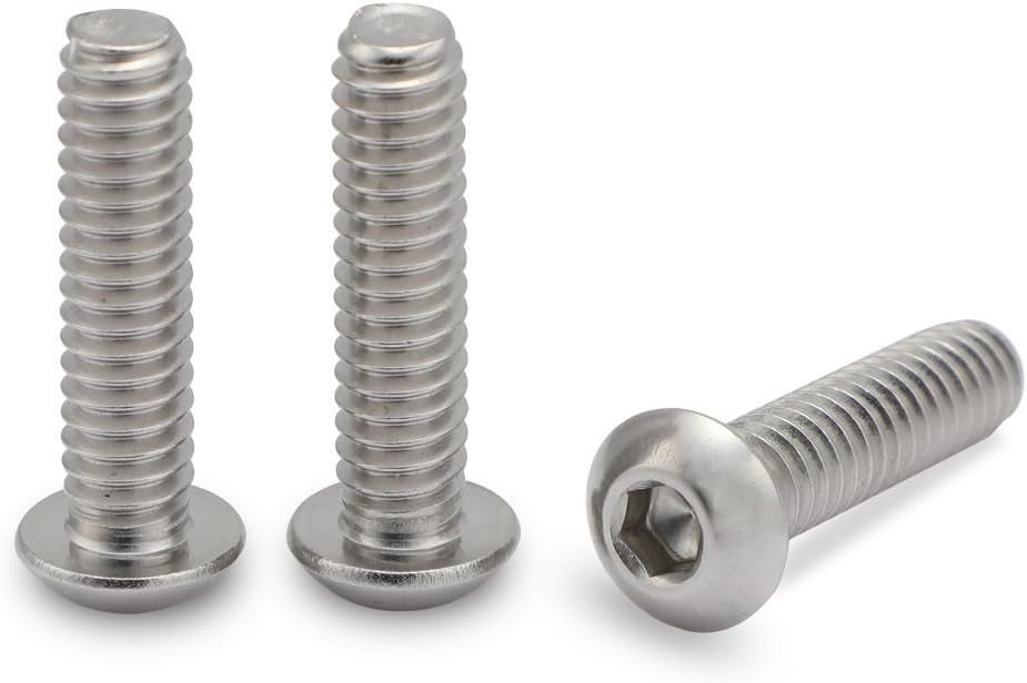 10-24 x 1-1/2" Button Head Socket Cap Bolts Screws, Stainless Steel 18-8 (304), Bright Finish, Full Thread, Allen Hex Drive, 50 PCS