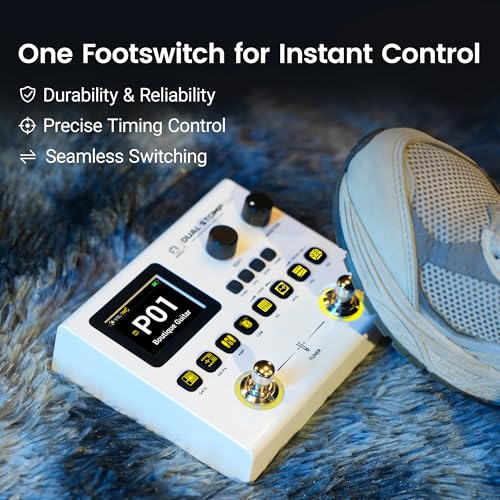 Image of SORAN JME-02 Dual Stomp Lite Multi-Effects Guitar Pedal, Portable Guitar Pedal with 125 Effects, 99 Presets, 10 Effect Modules, 100 Drum Rhythms, 40s Looper, 20 IR /NAM Slots, USB Audio Interface