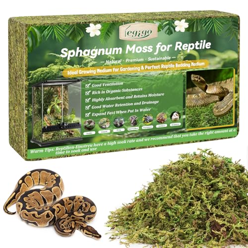 Legigo 14 OZ Sphagnum Moss for Reptile- 16 QT Natural Reptile Moss Terrarium Moss Substrate Snake Tank Moss Peat Moss Reptile Bedding for Snake Gecko Ball Python Frog and Orchids Plants