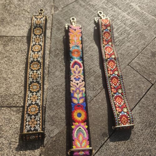 Image of Flower Purse Strap Replacement Embroidery Crossbody Shoulder Strap for Handbag Canvas Purse Extender Accessories