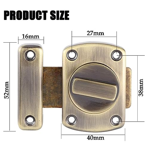 Litensh 2PCS Bathroom Door Bolt Lock Toilet Door Latch Rotate Bolt Gate Slide Latch Stainless Steel Door Locks Brushed Safety Cabinet Slide Lock Latches Green Bronze 55MM - Image 4