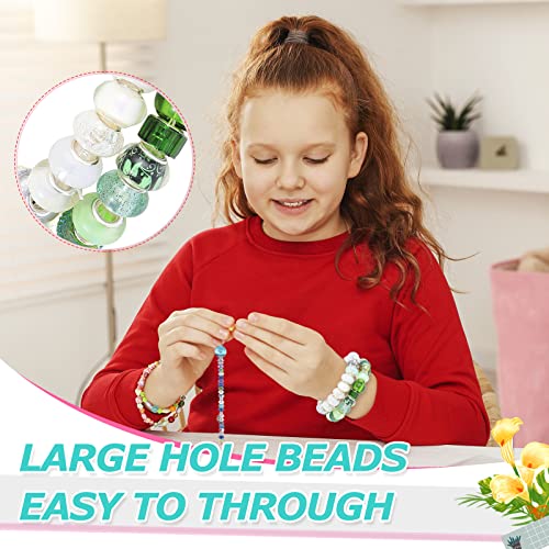 Bbto 400 Pieces Large Hole Beads European Craft Glass Mixed Color Rhinestone Charms Charm Fairy Wands Crystal For Diy Bracelet Necklace Jewelry Making, About 12 Mm/ 0.47 Inches In Diameter #TOP3