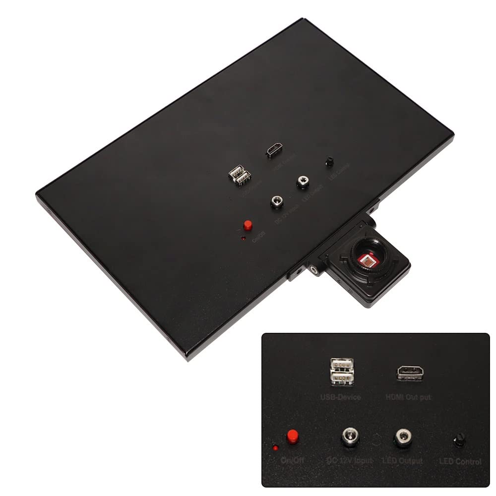 Kit di accessori per microscopio Microscopio trinoculare integrato 10X-150X Fotocamera per microscopio digitale H_D 1080P 5MP con schermo HD da 13,3" per riparazione di schede madri PCB Vetrini per m