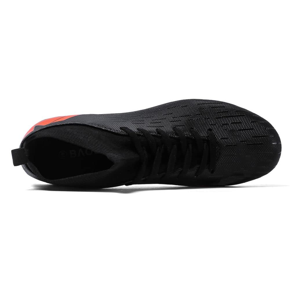 VV87 Women's Men's AG Cleats Training Long Studs High Top Football Soccer Shoes Black 8/6.5 US