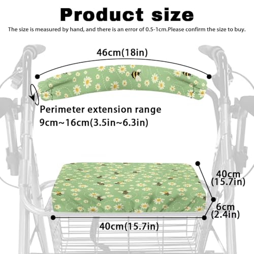 Image of Bee Rollator Walker Seat and Backrest Covers for Seniors Women Universal Walkers Seat Covers Green