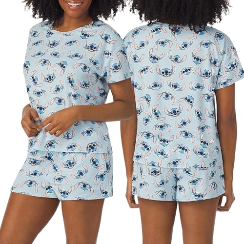 Image of Richard Leeds International Womens 2 Piece Pajama Set - Disney | Hello Kitty | Snoopy - Short Sleeve Top & Shorts Lounge Sets