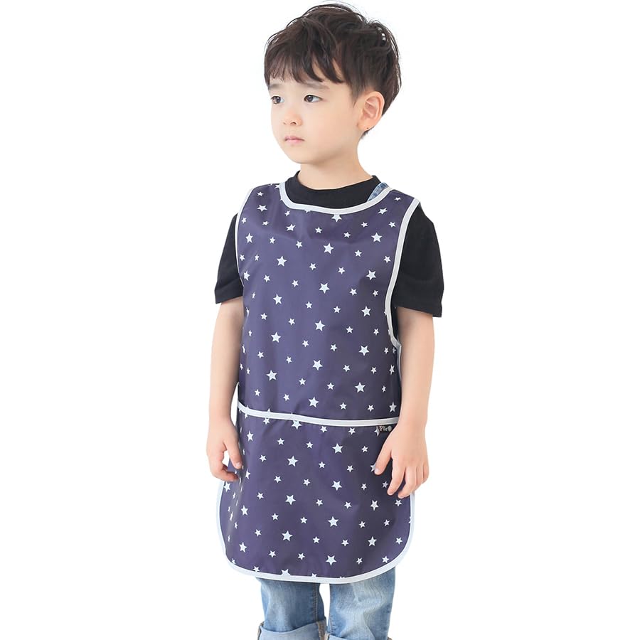 Kids Waterproof Art Tabard | Sleeveless Messy Play Painting Smock for Toddlers | Size SโXL | Kids Artist Apron for School, Daycare, Crafts, Silver Star (13-M) โ image 1