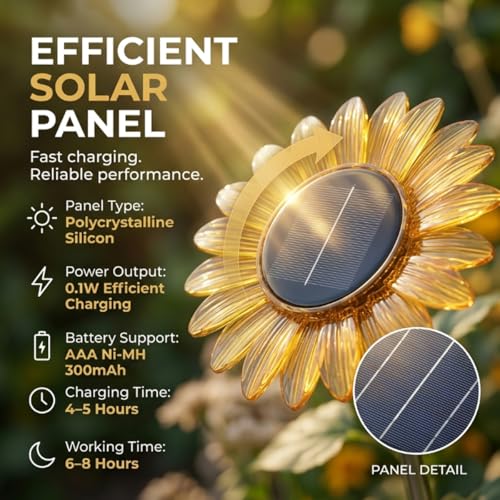 Image of hardoll Sunflower Shaped Solar Lights Outdoor Waterproof, Warm White Decorative Solar Light for Garden, Home & Pathway, Solar Lamp for Lawn, Patio & Decoration(Pack of 1)