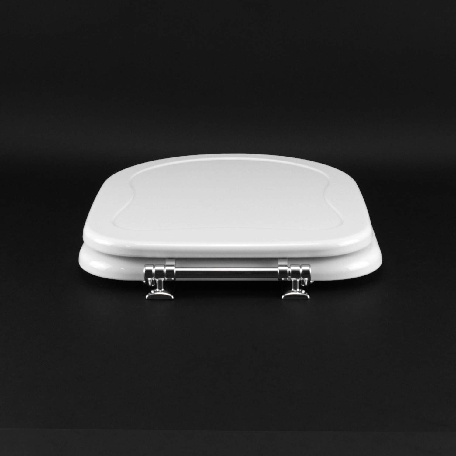 IDROTOP Copriwater per Cesame Epoque come Originale, Bianco, Forma a D | Anima in legno, Poliestere lucido, Cerniera tubetto ottone cromato, Made in Italy