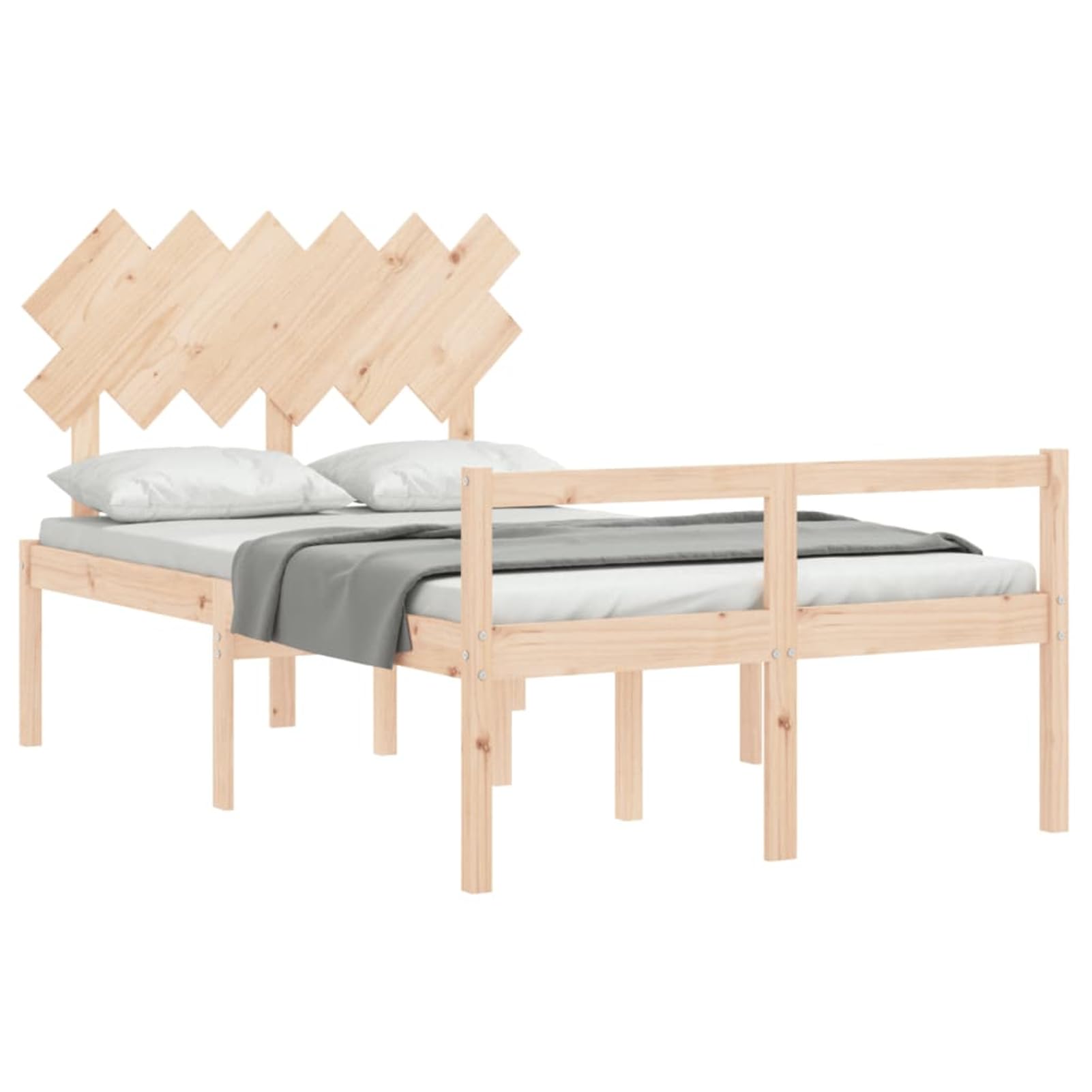Homgoday Massives Kiefernholzbett 120x200cm mit Stauraum, Seniorengerecht, 45cm Bodenhöhe - Holzbett Model3195541
